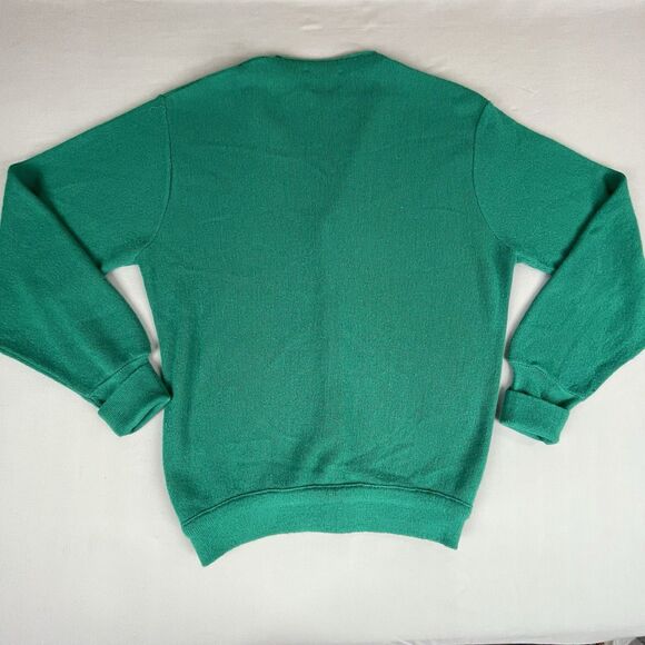 Jeff Links Cardigan Sweater Men's L Green Vintage 1970s USA Classic Grandpacore - Picture 2 of 12